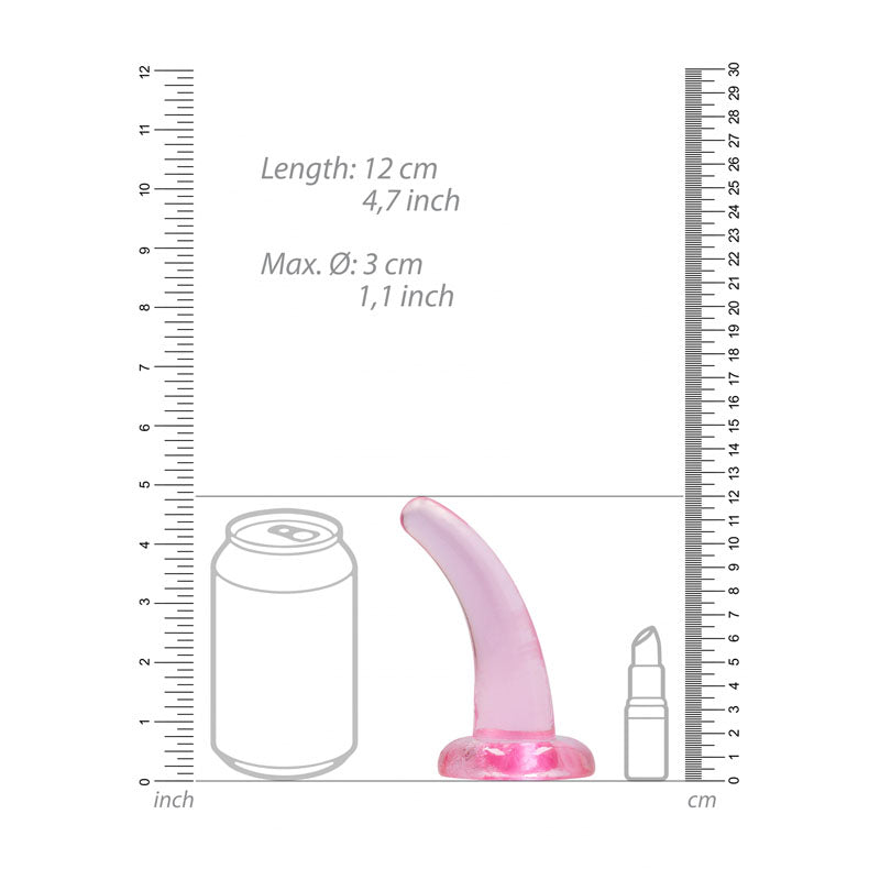 RealRock Crystal Clear Curved Dildo With Suction Cup – 11.5 cm Dildo