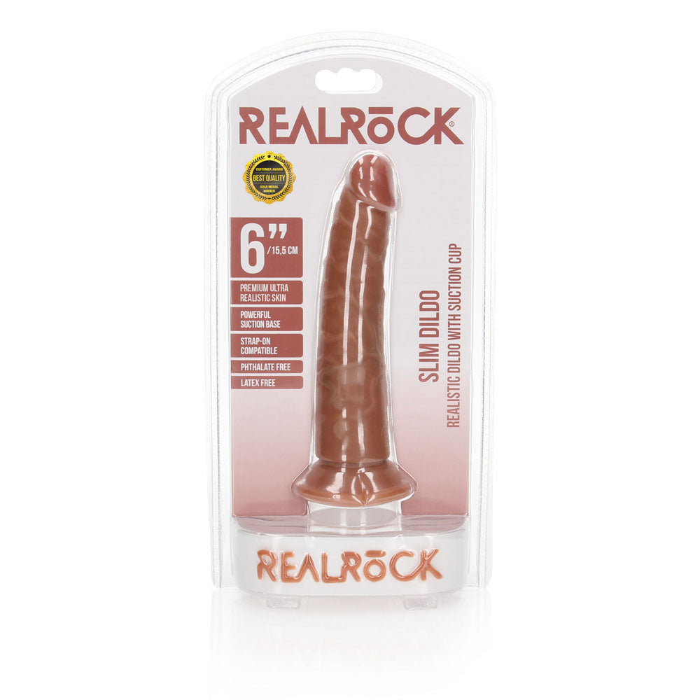 RealRock Realistic Slim Dildo (Tan) – 15.5 cm Realistic Dildo