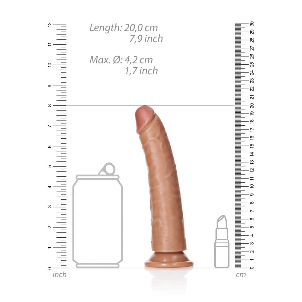 RealRock Realistic Slim Dildo (Tan) – 18 cm Firm and Soft-To-Touch Dong With Suction Cup