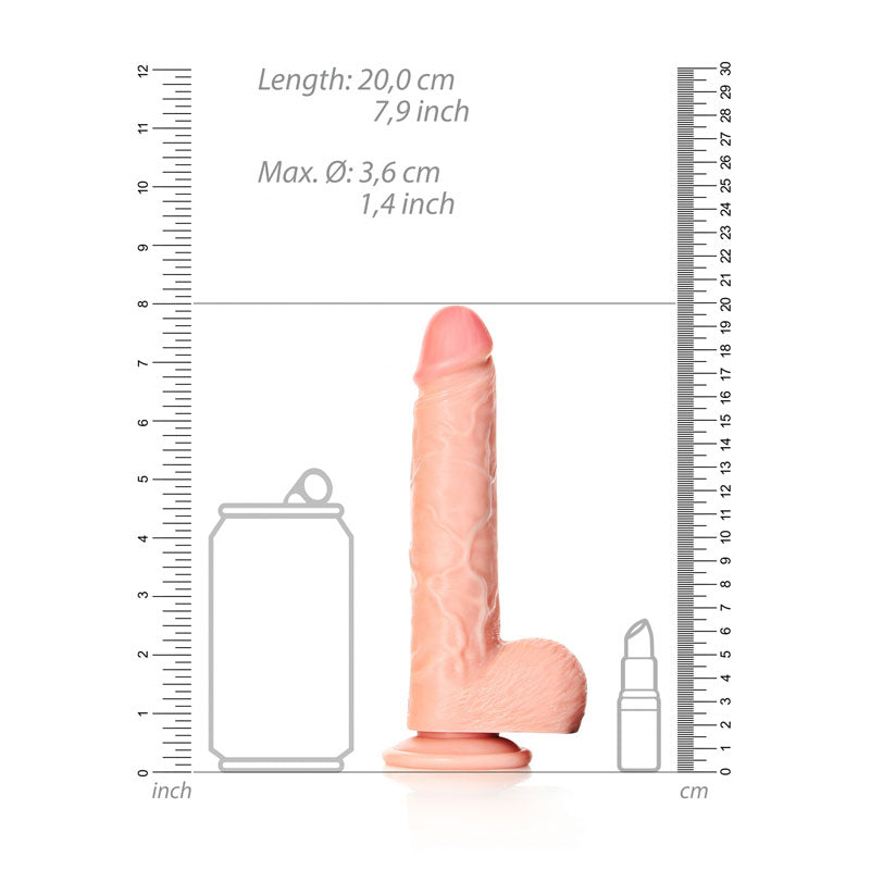 RealRock 7 Inch Cock With Balls Regular Straight Dildo Flesh Color