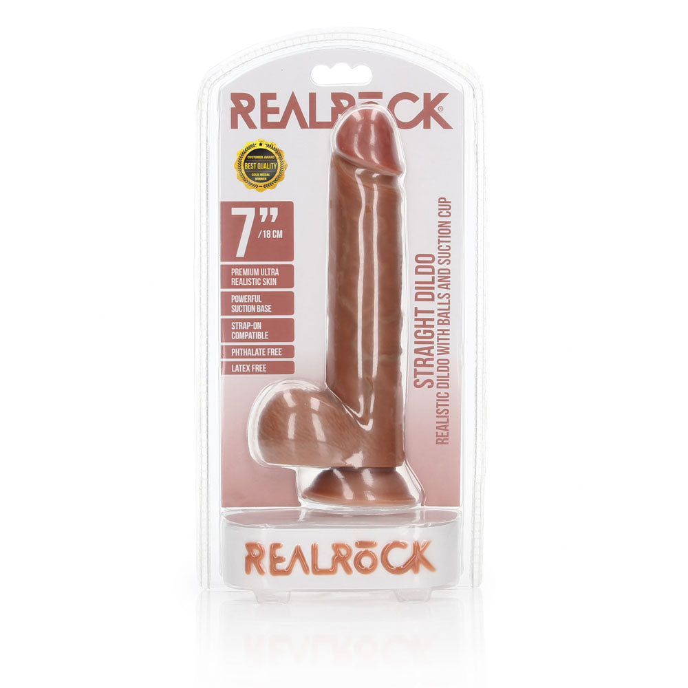 RealRock Straight Realistic Dildo (Tan) – 18 cm (7") Realistic Dildo