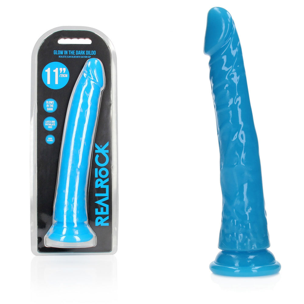 RealRock Slim Glow in the Dark Neon – 29 cm Glow in Dark Dildo