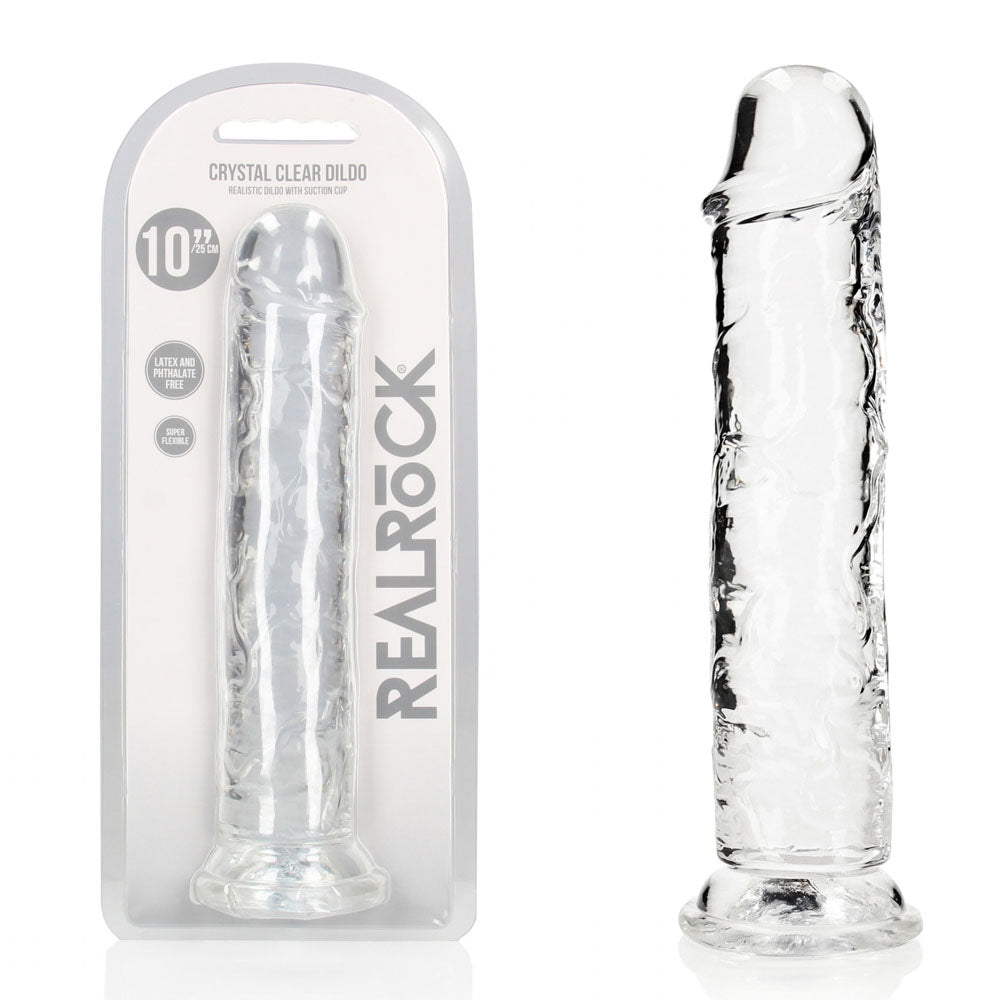 Realrock 28 cm Straight Dildo – Clear Silicone Dildo for Anal and Vaginal Use
