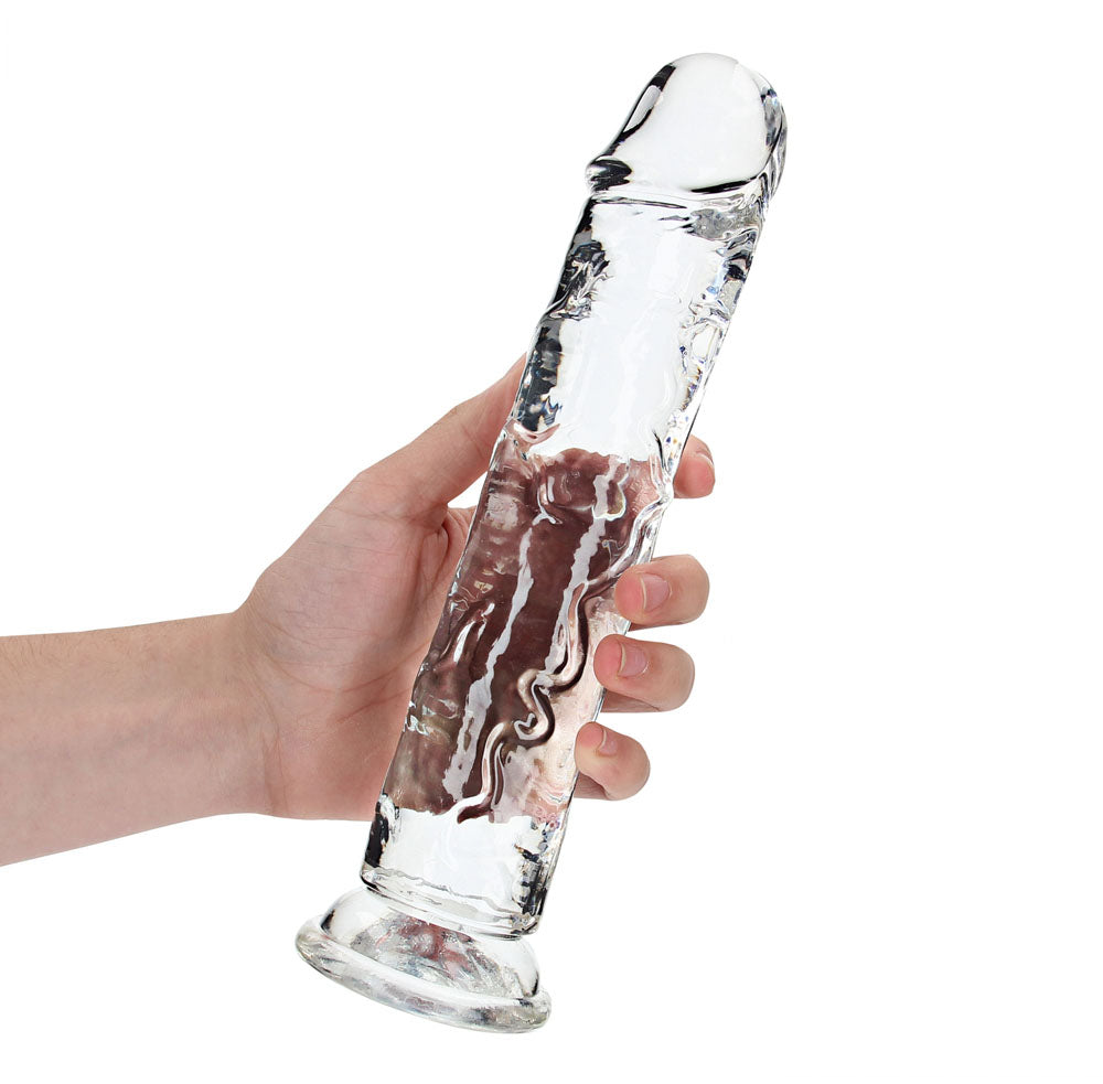 Realrock 28 cm Straight Dildo – Clear Silicone Dildo for Anal and Vaginal Use