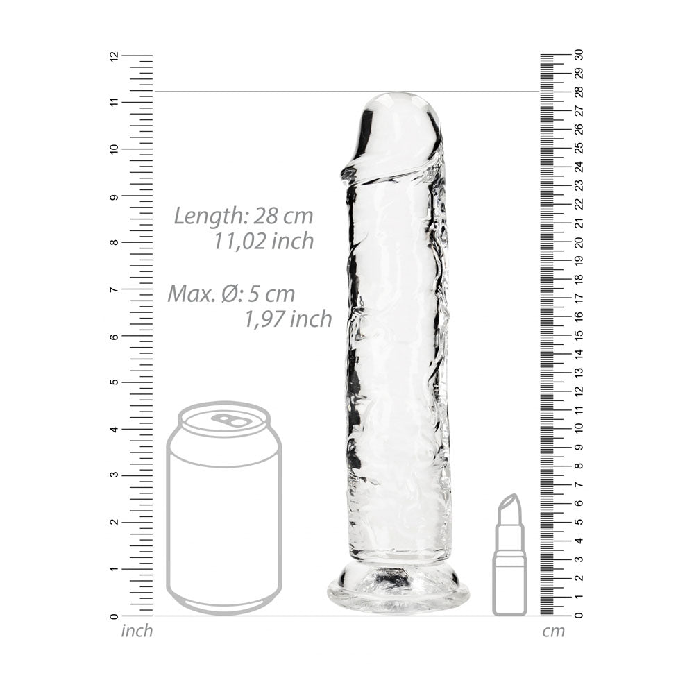 Realrock 28 cm Straight Dildo – Clear Silicone Dildo for Anal and Vaginal Use