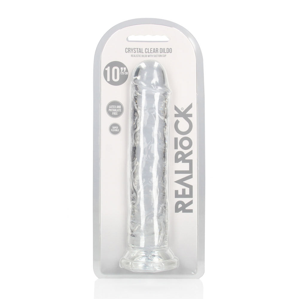 Realrock 28 cm Straight Dildo – Clear Silicone Dildo for Anal and Vaginal Use