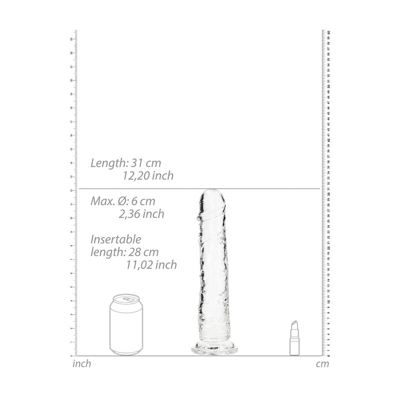RealRock 31 cm Straight Crystal Clear Dildo