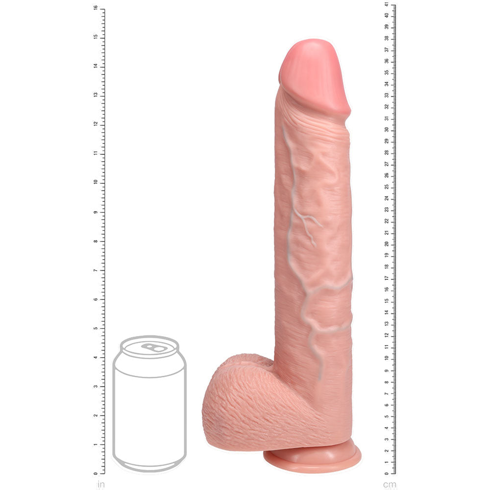 RealRock Extra Long 15 Inch Dildo with Balls and Suction Cup in Flesh Color