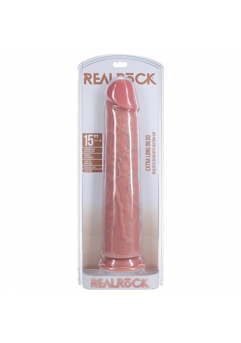 RealRock Extra Long No Balls Realistic Dildo 15 Inch Flesh Color
