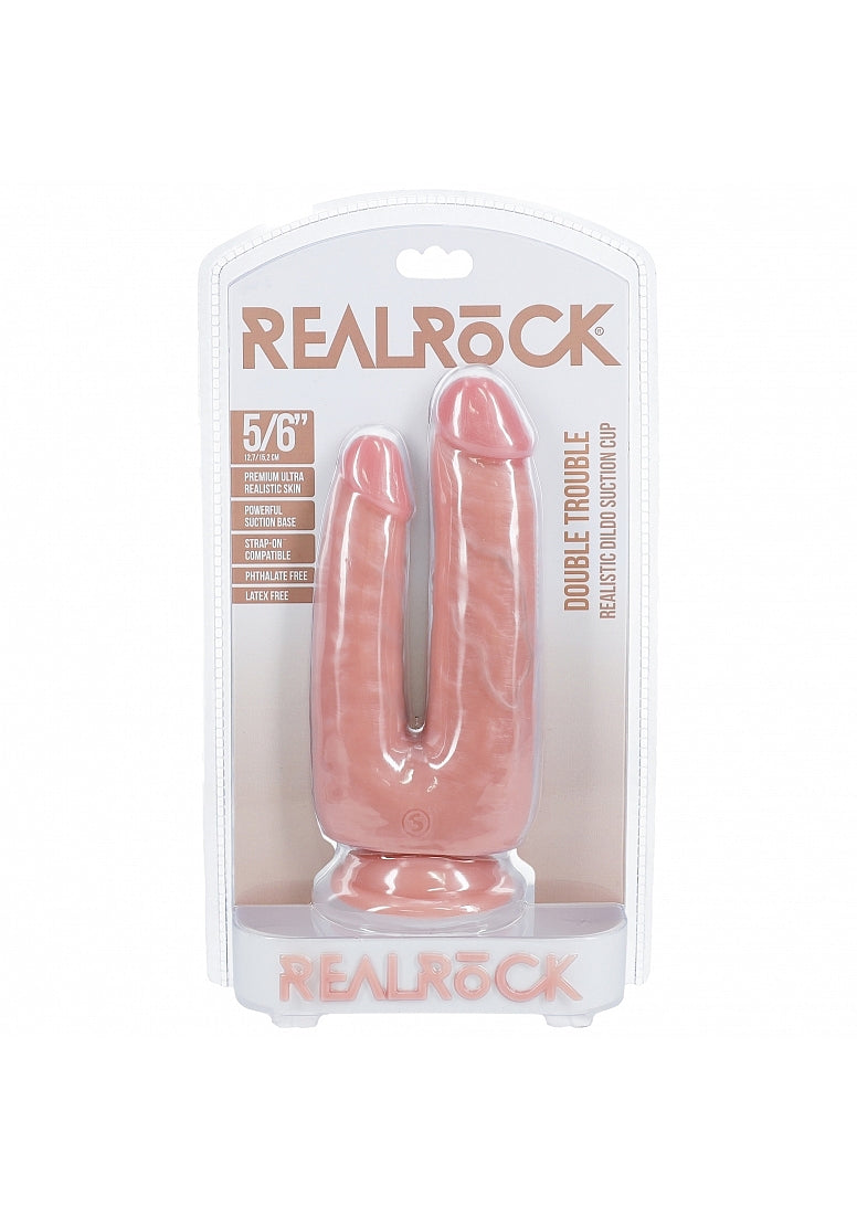 RealRock 5"/6" Double Trouble Realistic Suction Cup Dildo Flesh Color