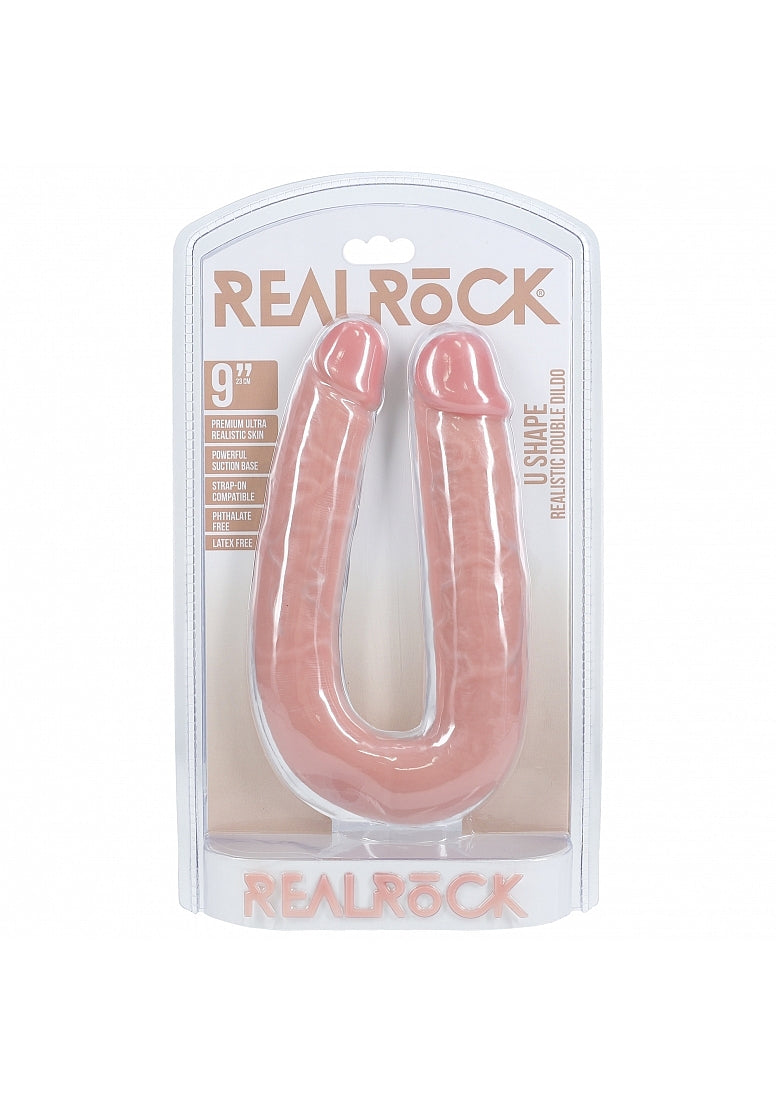 RealRock 9 Inch U Shaped Double Dildo Natural Skin Tone