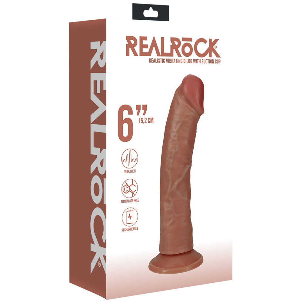REALROCK 15cm Vibrating Cock Tan 15.2cm Dong