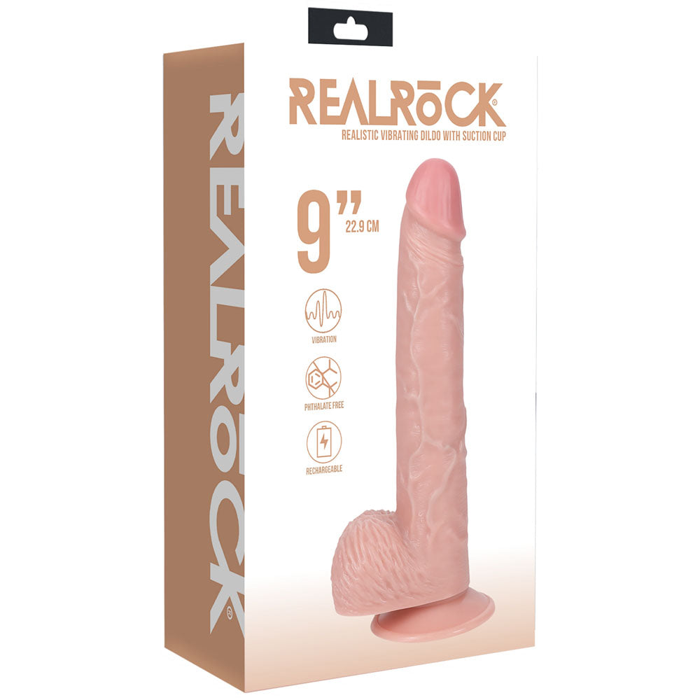 REALROCK 23cm Vibrating Cock + Balls - 9 Inch Dildo