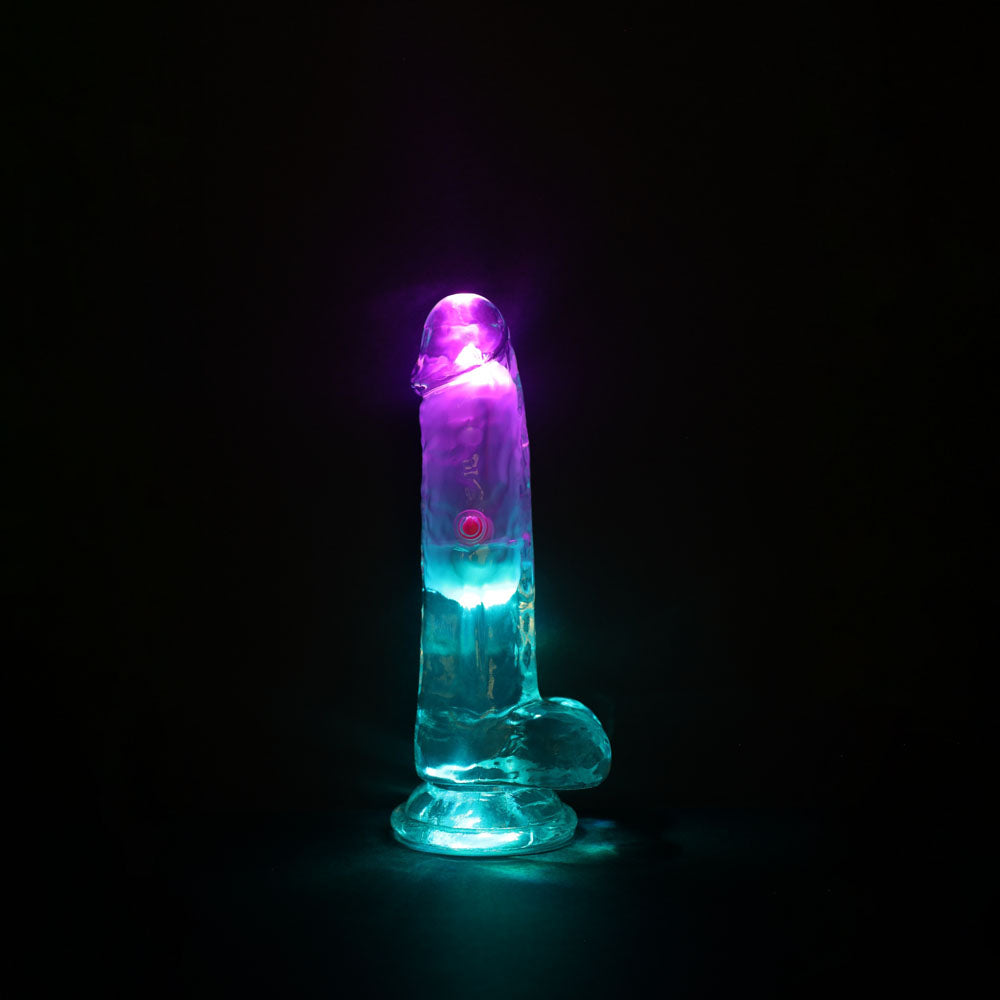REALROCK 6 Inch Clear LED Vibrating Dong with Remote