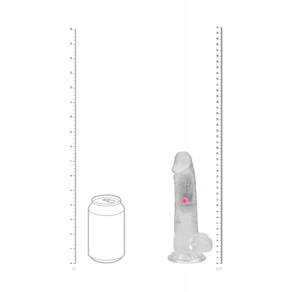 Realrock 7 Inch Clear LED Vibrating Dong with Remote Control