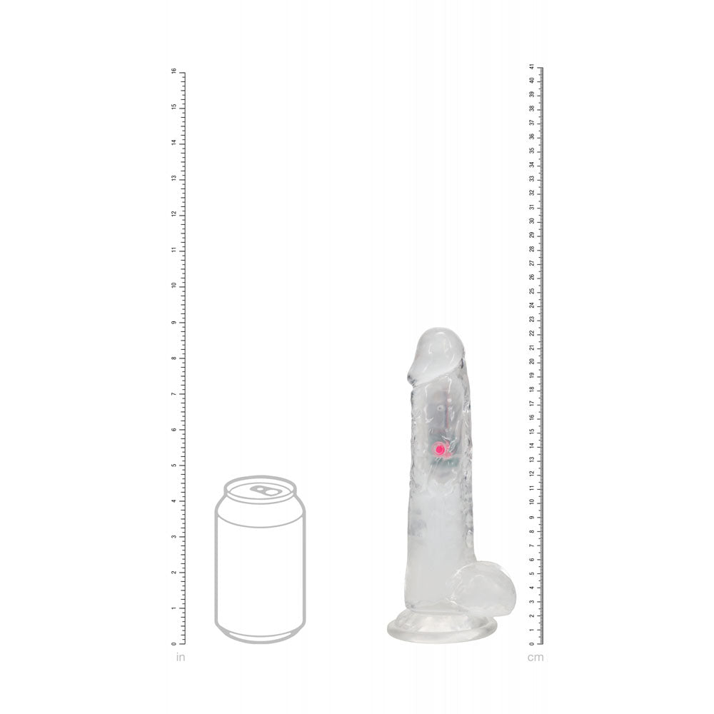 REALROCK 8 Inch Wireless LED Vibrating Dong Clear 22.5 cm Remote