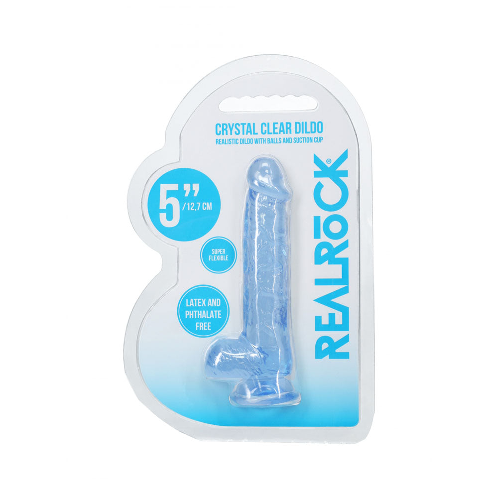 RealRock Crystal Clear (Clear) – 5 Inch Suction Cup Dildo With Balls
