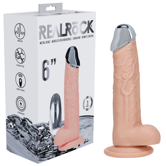 RealRock Metal Head 6 Inch Rechargeable Vibrating Dildo with Remote