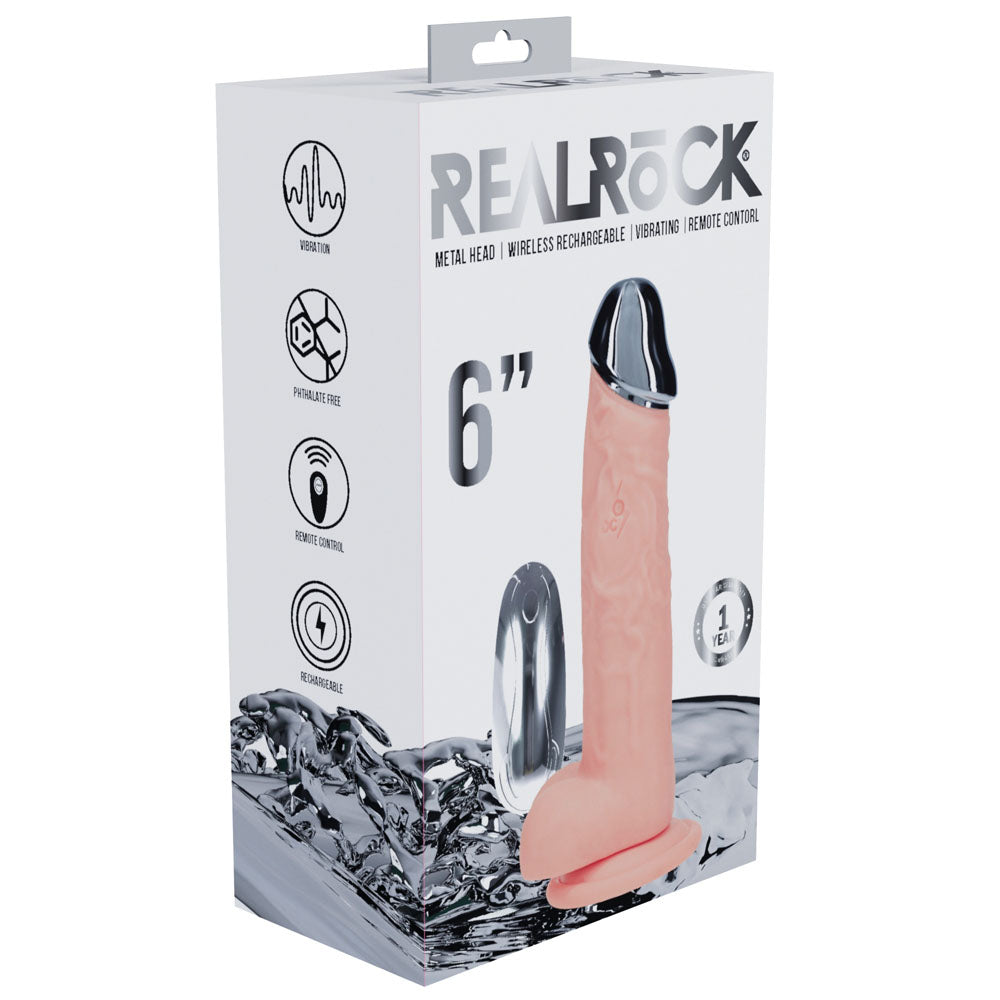 RealRock Metal Head 6 Inch Rechargeable Vibrating Dildo with Remote