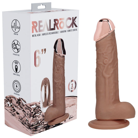 RealRock Metal Head 6 Inch USB Rechargeable Vibrating Dildo with Remote