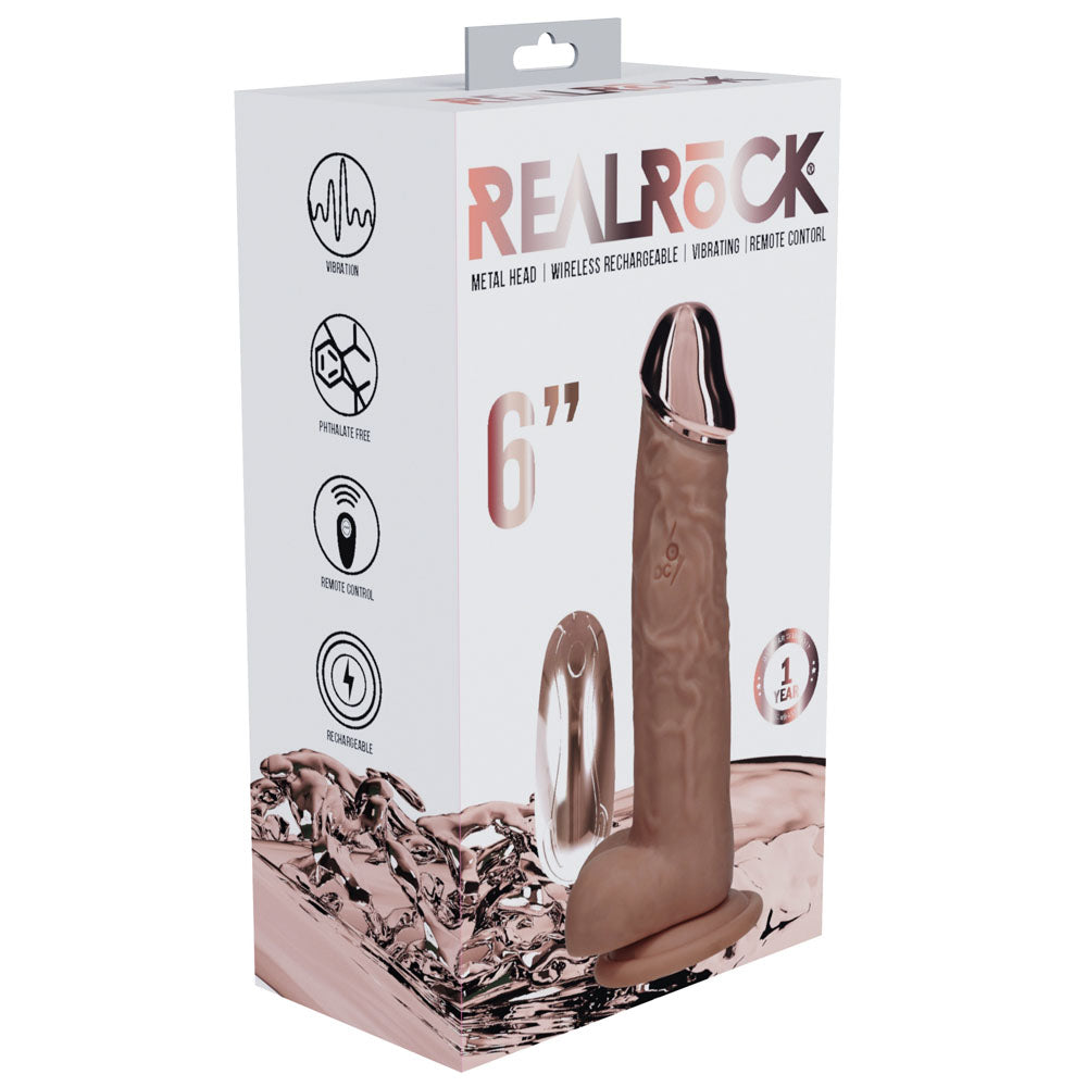 RealRock Metal Head 6 Inch USB Rechargeable Vibrating Dildo with Remote