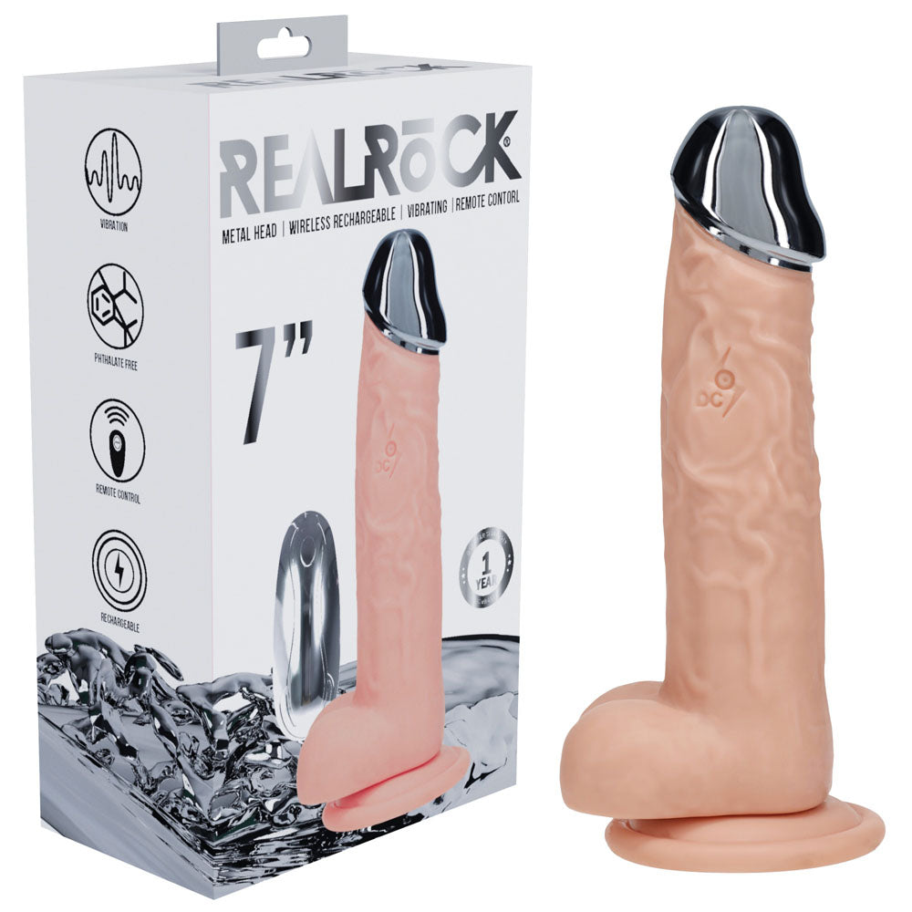 RealRock Metal Head 7 Inch – USB Rechargeable Vibrating Dildo with Remote