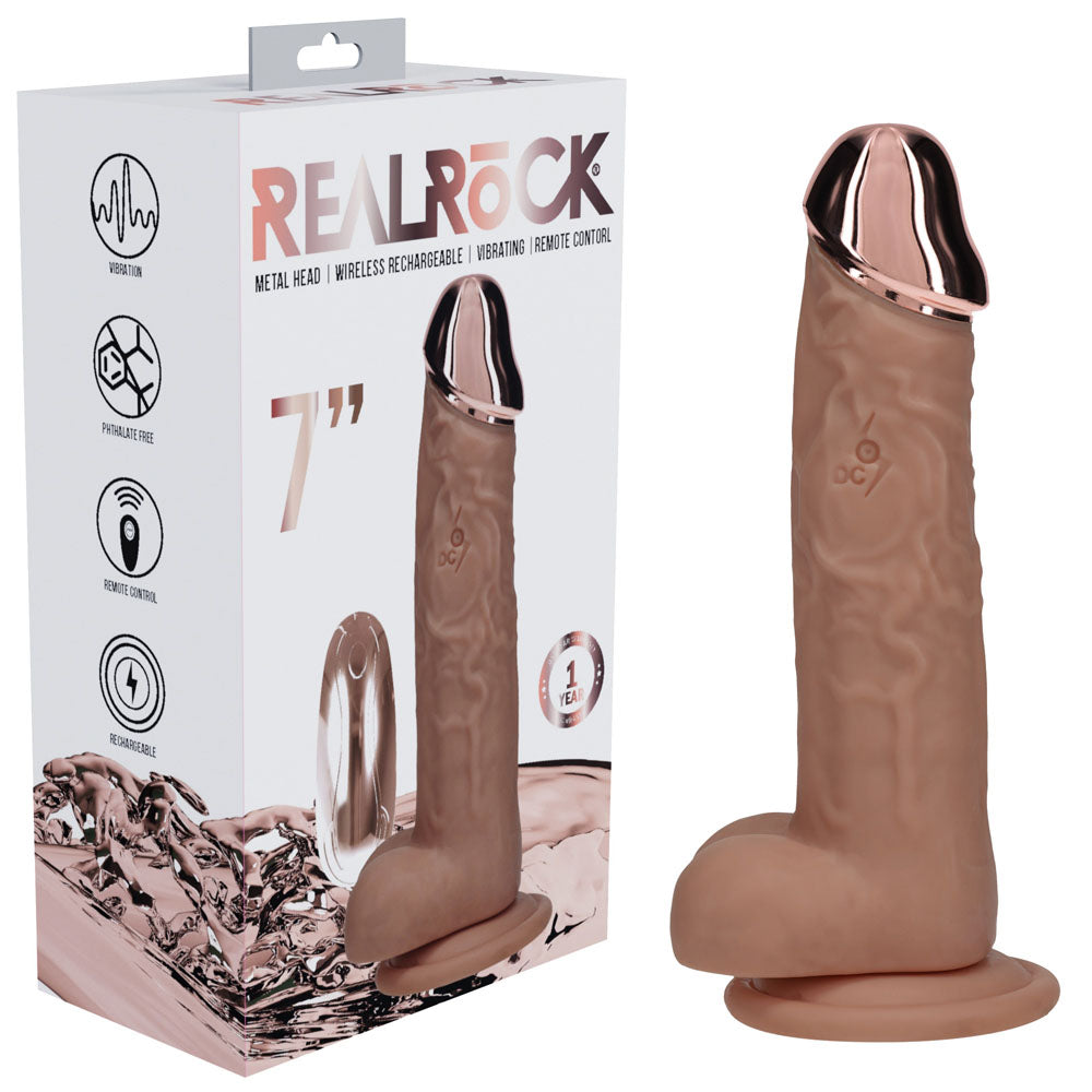 RealRock Metal Head 7 Inch Rechargeable Vibrating Dildo with Remote