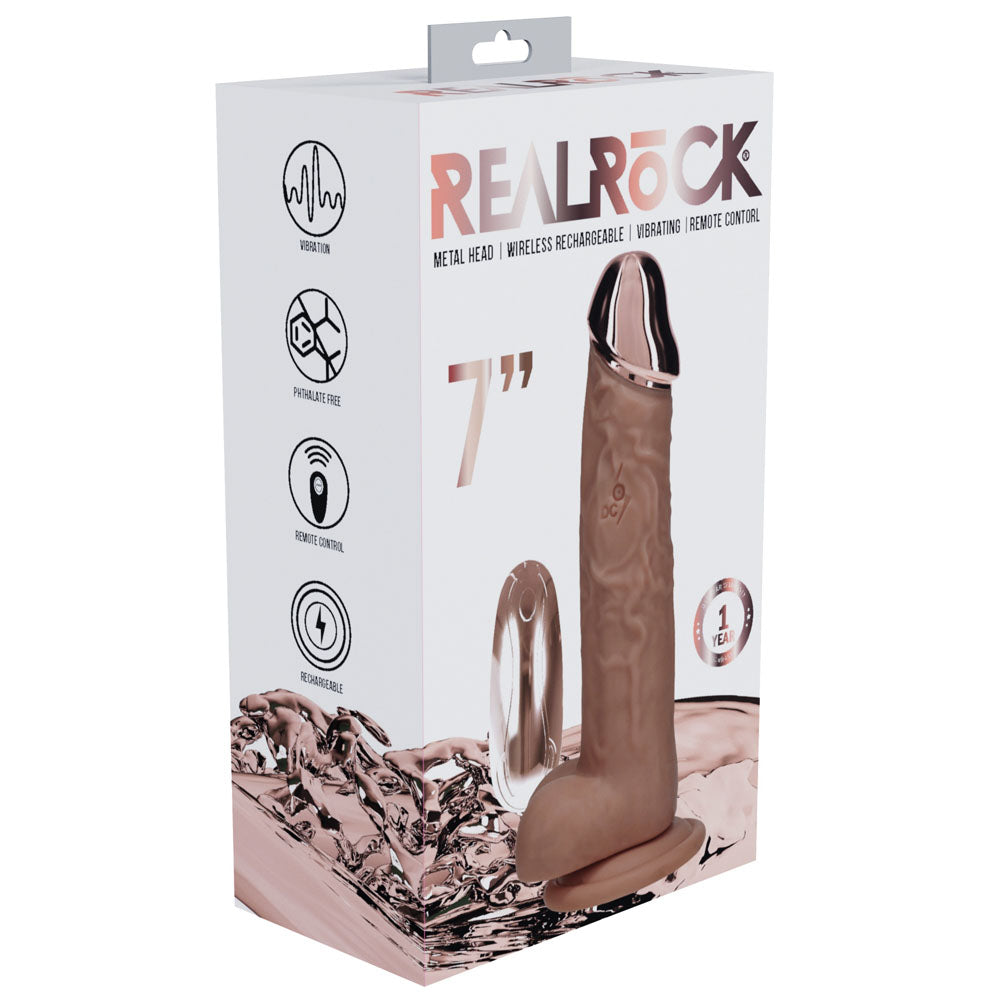 RealRock Metal Head 7 Inch Rechargeable Vibrating Dildo with Remote