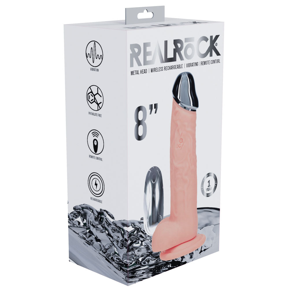 RealRock Metal Head 8 Inch Rechargeable Dildo – Wireless Remote Vibrating Dildo