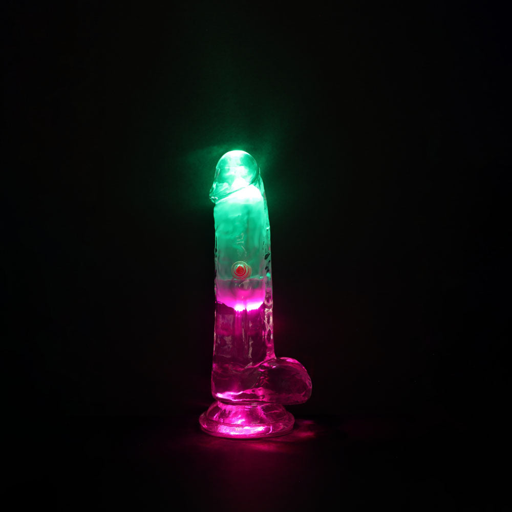 REALROCK 6 Inch Clear LED Vibrating Dong with Remote