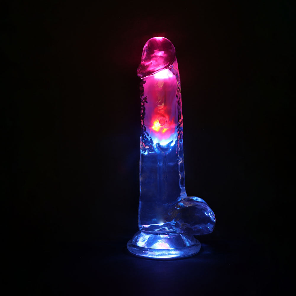REALROCK 8 Inch Wireless LED Vibrating Dong Clear 22.5 cm Remote