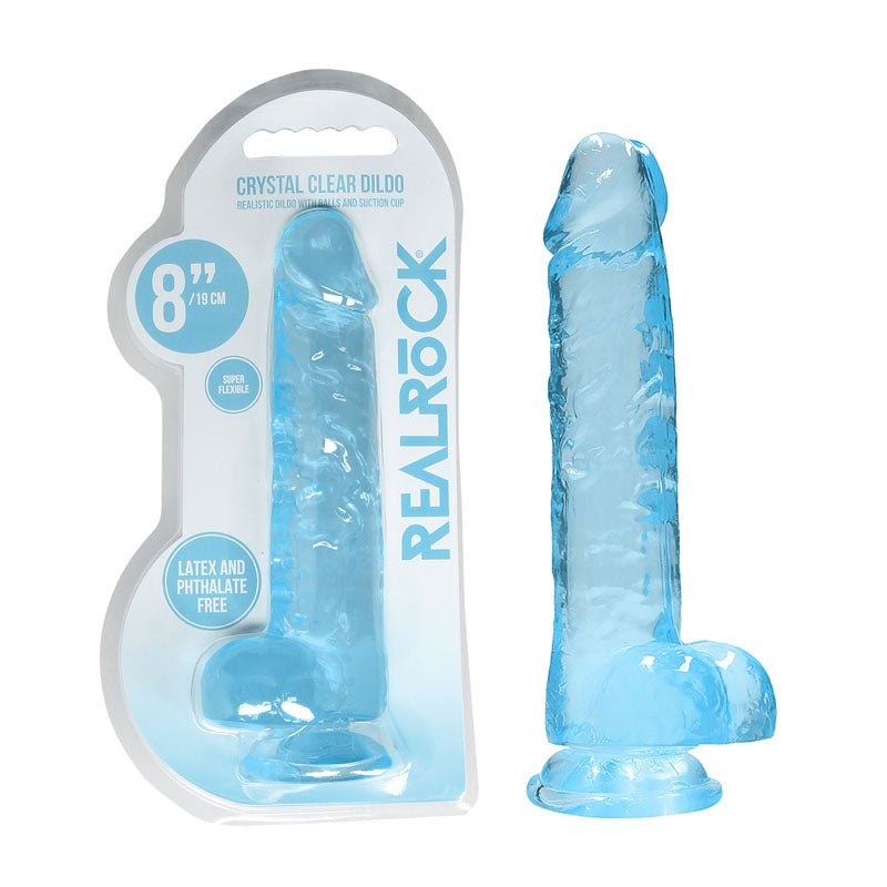 REALROCK 8'' Realistic Dildo With Balls - 20.3 cm Dong in Blue