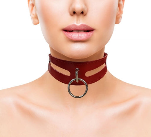 Rouge Leather Fashion Collar (Red) – 40cm Bondage Collar