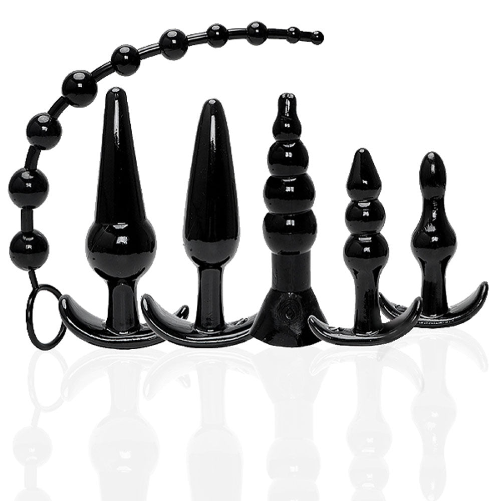 Try-Curious Anal Plug Kit (Black) – Set of 6 Body-Safe Anal Plugs