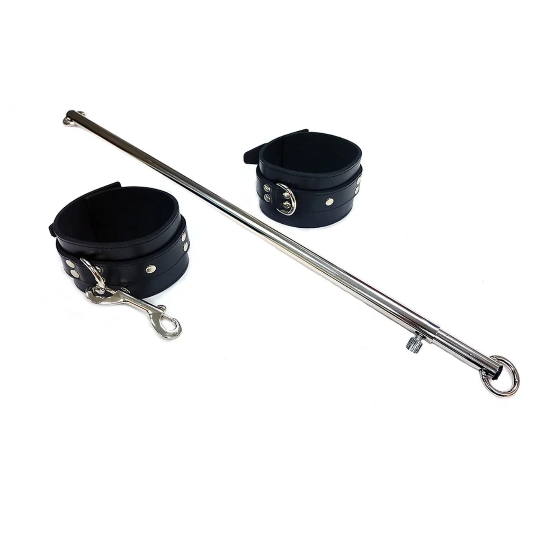 Rouge Adjustable Spreader Bar with Detachable Leather Cuffs – 24 to 38 Inch BDSM Restraint