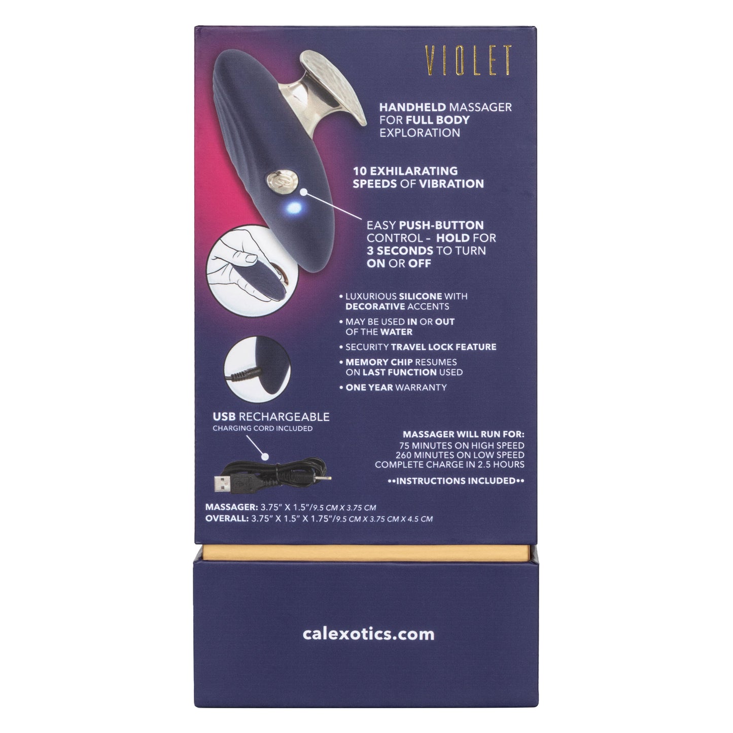 Chic Violet Handheld Massager in Deep Violet with 10 Vibration Speeds and Waterproof Design