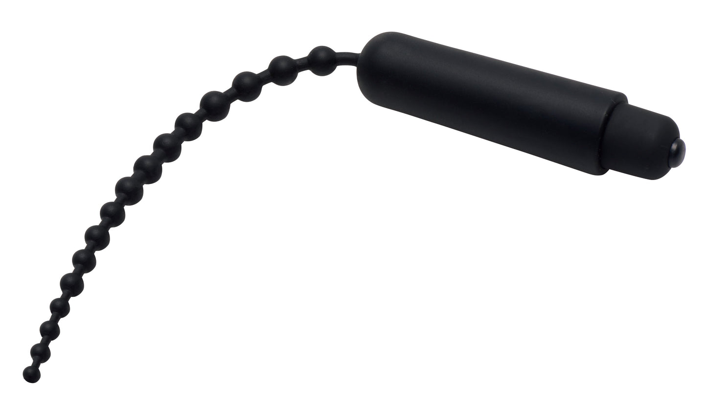 Dark Rod Silicone Vibrating Beaded Urethral Sound Toy