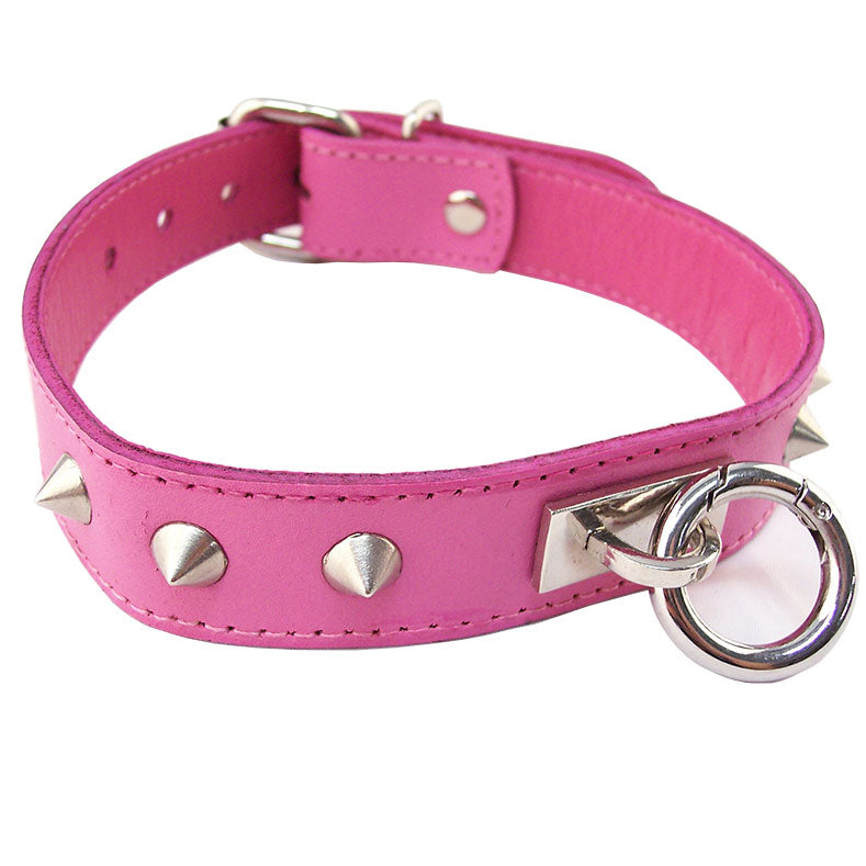 Rouge Garments Studded Collar with Removable O Ring – Adjustable Leather Collar