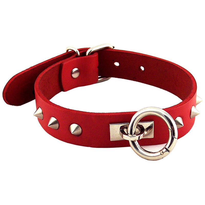 Rouge Garments Red Studded Collar – Adjustable Leather Collar