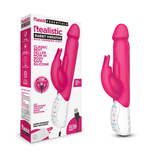 Rabbit Essentials Realistic Throbbing Shaft (Hot Pink) – Rabbit Vibrator > Vibrators > Ladies > Rabbit