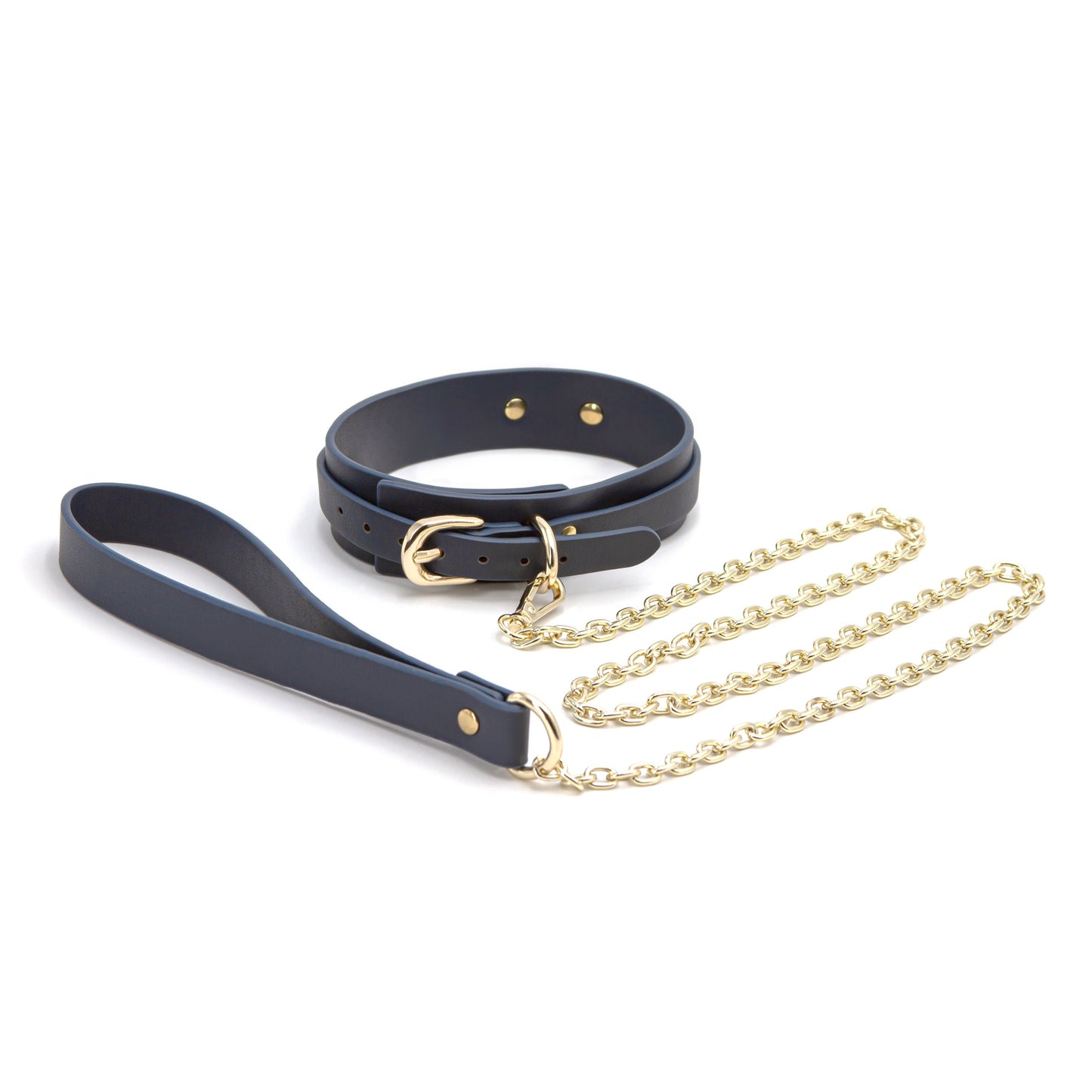 Bondage Couture Collar and Leash (Blue) – Luxury Accessory Collar 18.23 Inch x 1.22 Inch