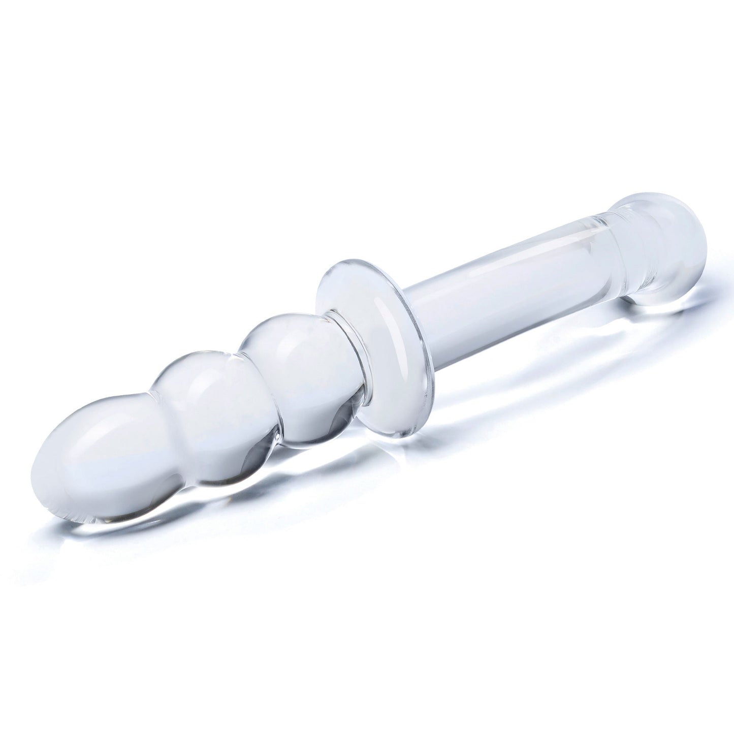Glas 8 Inch Ribbed G-Spot Double-Ended Glass Dildo