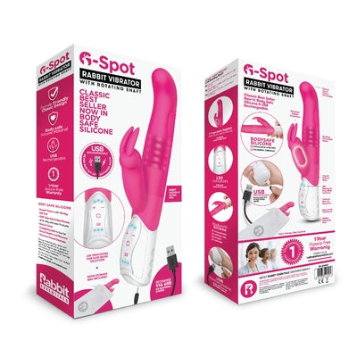 Rabbit Essentials G-Spot Rabbit Vibrator Hot Pink with Rotating Shaft and Charging