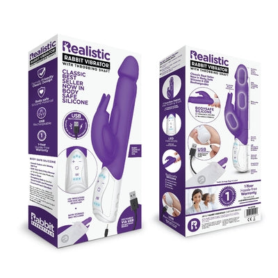 Rabbit Essentials Realistic Rabbit Vibrator Hot Purple with Body-Safe Silicone and Ergonomic Design
