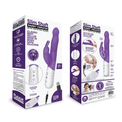 Rabbit Essentials Slim Shaft Rabbit Vibrator Purple Silicone