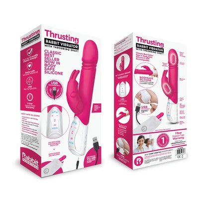 Rabbit Essentials Thrusting Rabbit Vibrator in Hot Pink with Enlarged G-Spot Tip and Charging