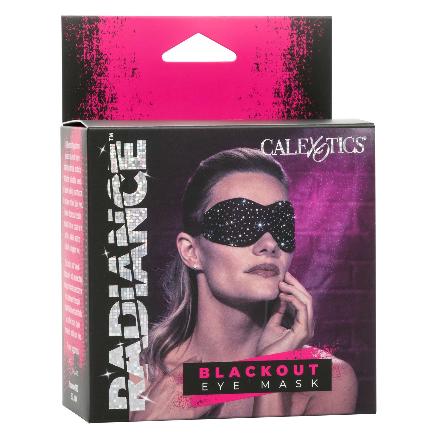 Radiance Blackout Eye Mask with Black Rhinestones and Plush Lining