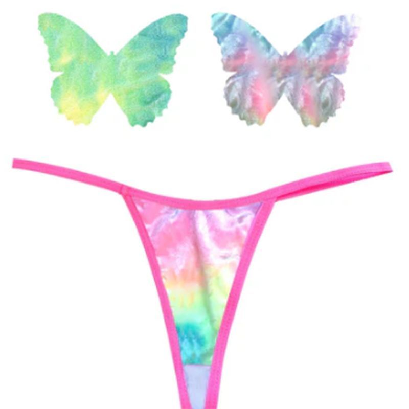 Rainbow Sherbet Tie Dye Butterfly Pastie and Panty Set
