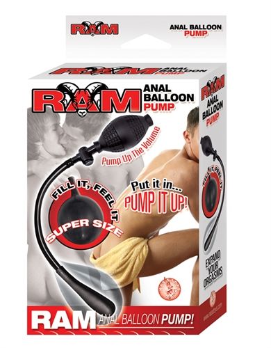 Ram Black Anal Balloon Pump with Safety Release Valve and Bulb