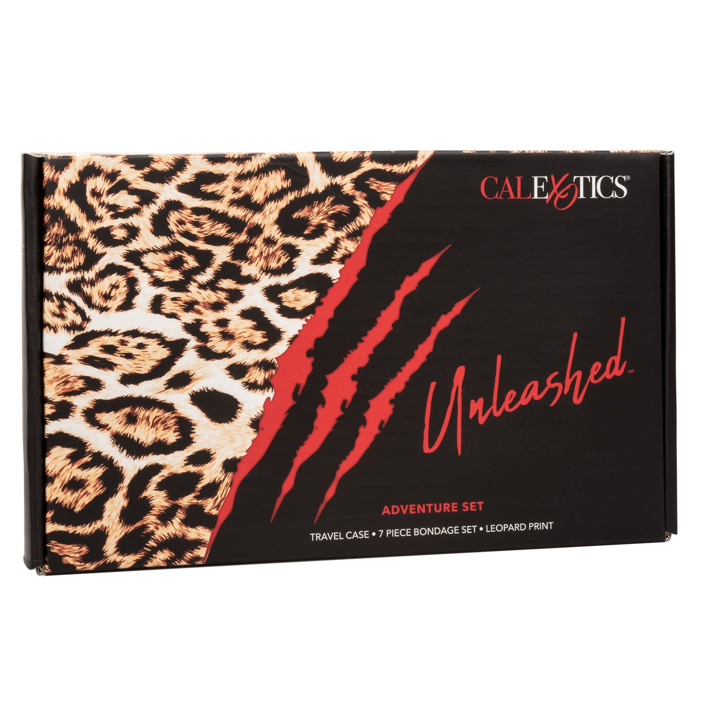 Unleashed Adventure Set 7-Piece Animal Print Faux Leather BDSM Kit with Travel Case